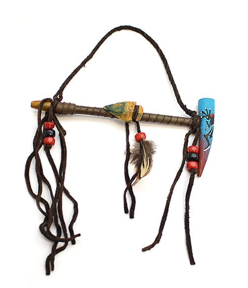 Painted Antler & Leather Pipe