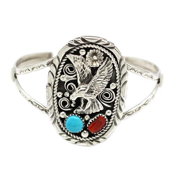 Turquoise & Coral Eagle Bracelet