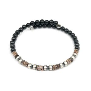 Onyx Heishi Memory Wire Bracelet