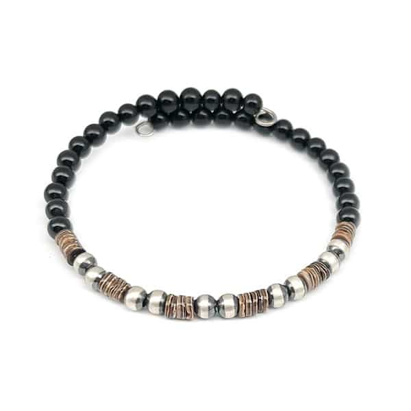 Onyx Heishi Memory Wire Bracelet