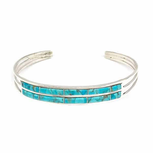 Double Row Turquoise Inlay Bracelet