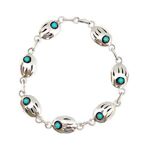 Turquoise Bear Paw Link Bracelet