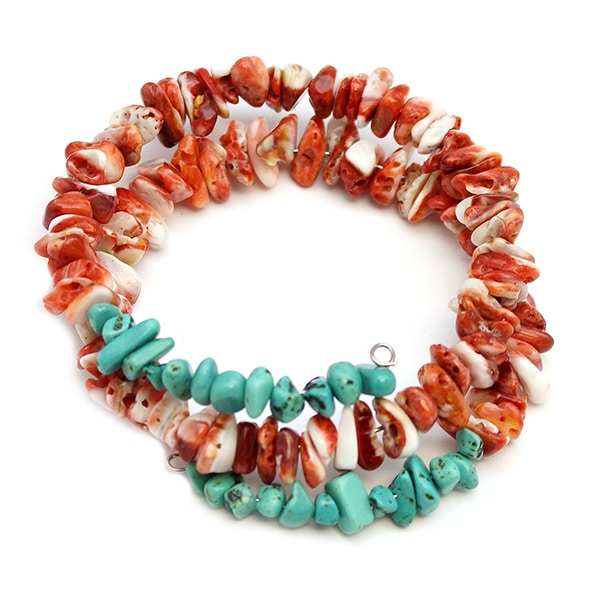 Turquoise and Spiny Oyster Nugget Bracelet
