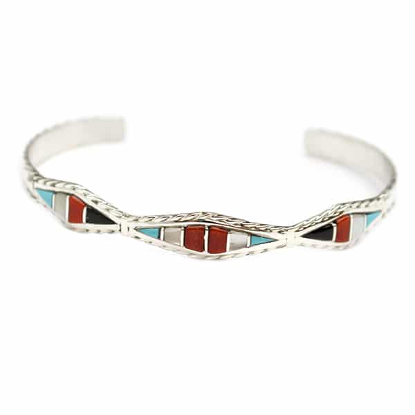 Zuni Inlay Coral Bracelet