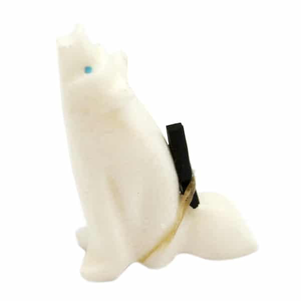 White Marble Wolf Fetish