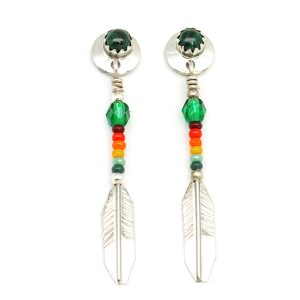 Beaded Earring with Feather (click for colors availble)