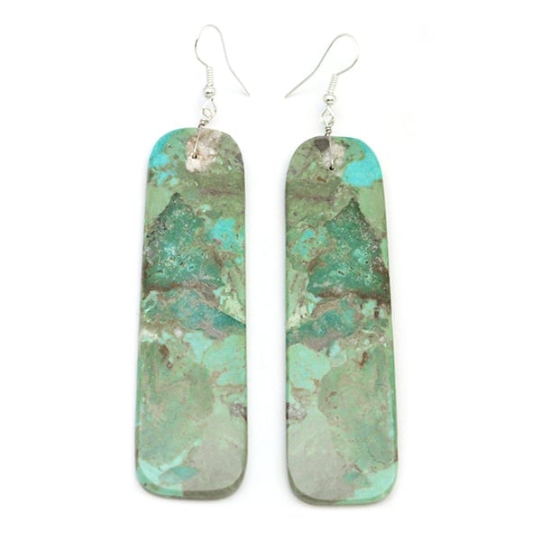 Long Turquoise Slab Earrings