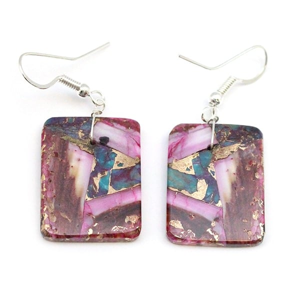 Pink Spiny Turquoise Slab Earring