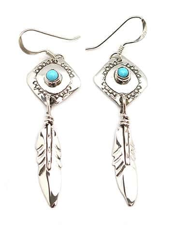 Turquoise Feather Earring