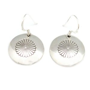 Round Flat Bead Dangle Earrings