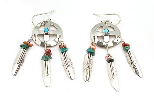 Turquoise & Spiny Medicine Wheel Earring