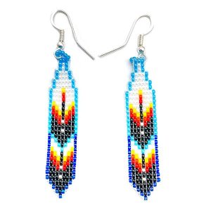 Beaded Double Feather Earring (click for main colors available)