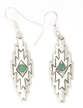 Silver Etched Turquoise Earrings (click for color shade available)