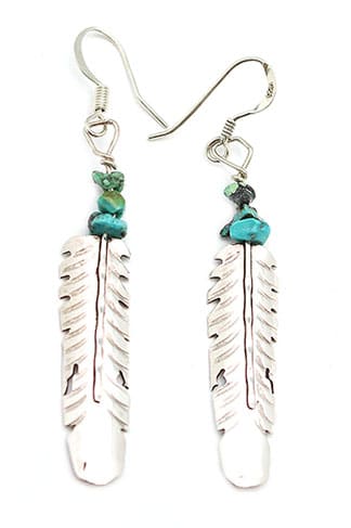 Feather Earrings with Turquoise
