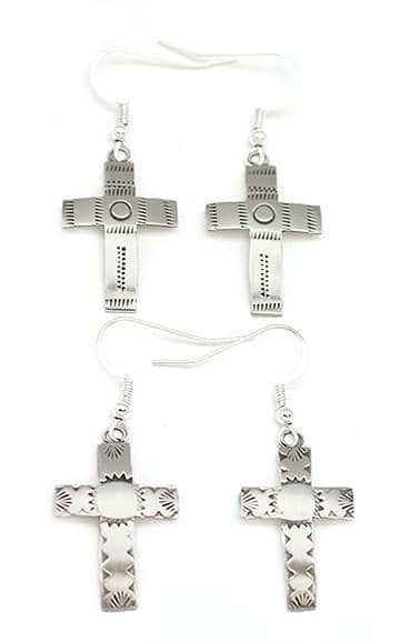 Satin Finish Cross Earrings