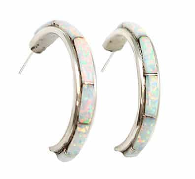 Opal Inlay Hoop Earrings