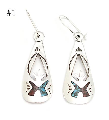 Turquoise & Coral Chip Inlay Earrings