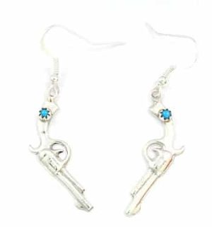 Gun Earrings with Turquoise