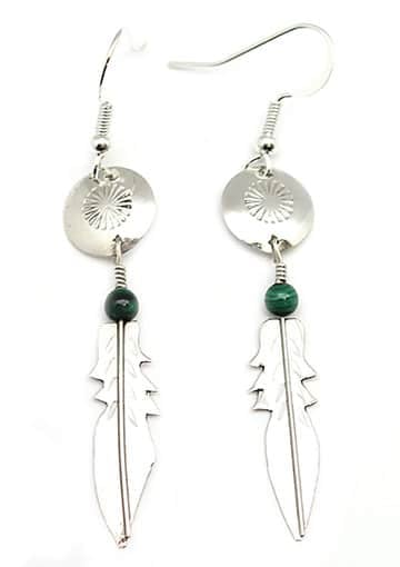 Malachite Feather Earring