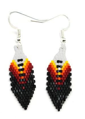 Medium Beaded Feather Earring (click for main colors available)