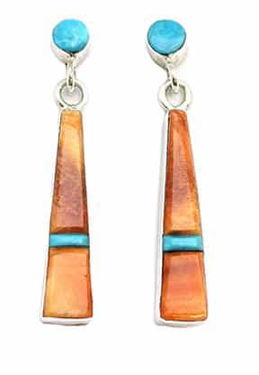 Spiny Oyster & Turquoise Inlay Earring (click for colors available)