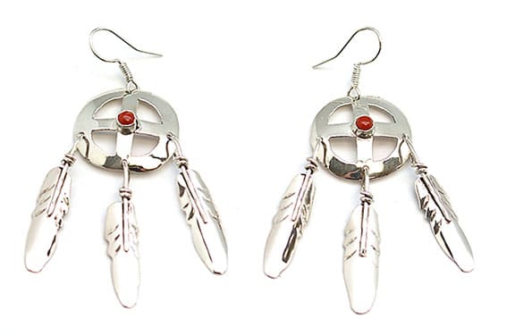 Coral Medicine Wheel Earrings (click for other colors available)