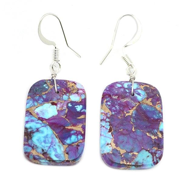 Dyed Turquoise Slab Earring