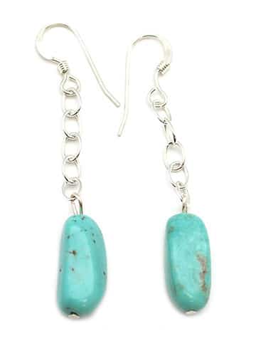 Turquoise Nugget Chain Earring