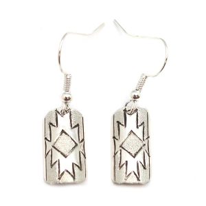 Small Silver Etched Dangle Earrings