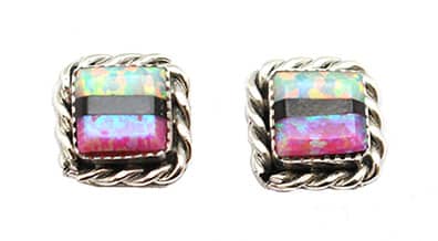 Square Opal Inlay Earrings