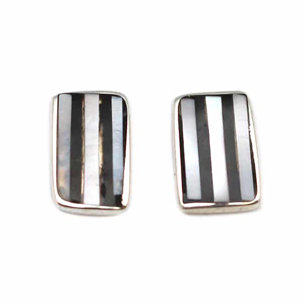 Jet and Shell Inlay Earrings