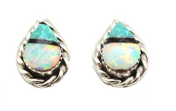 Opal Inlay Teardrop Earrings