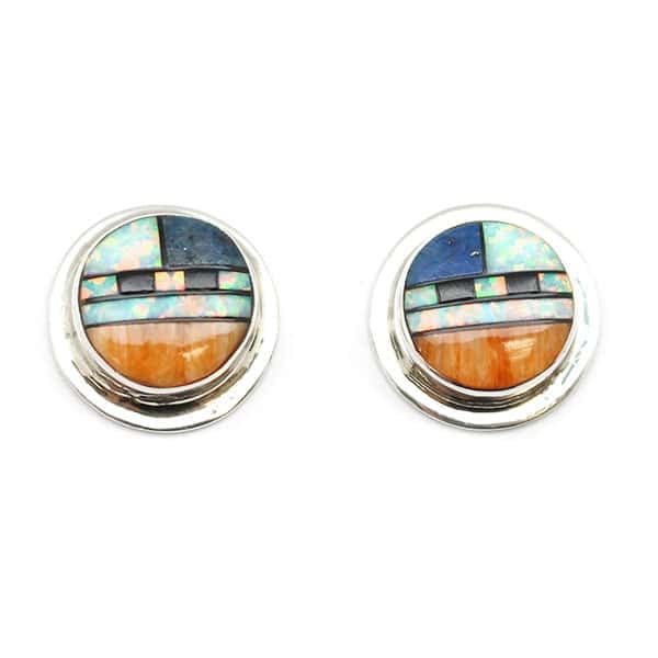 Round Inlay Earrings