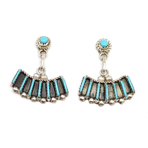 Needlepoint Turquoise Zuni Earrings