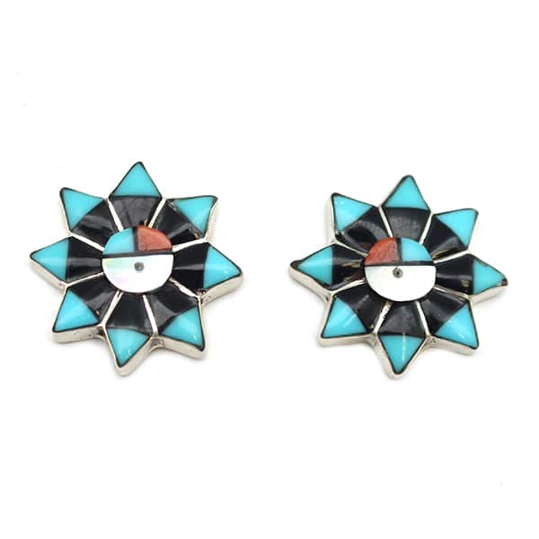 Inlay Sun Face Star Earring
