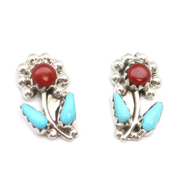 Turquoise & Coral Flower Earring (click for other colors and styles available)