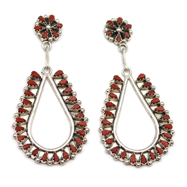 Coral Teardrop Dangle Earrings