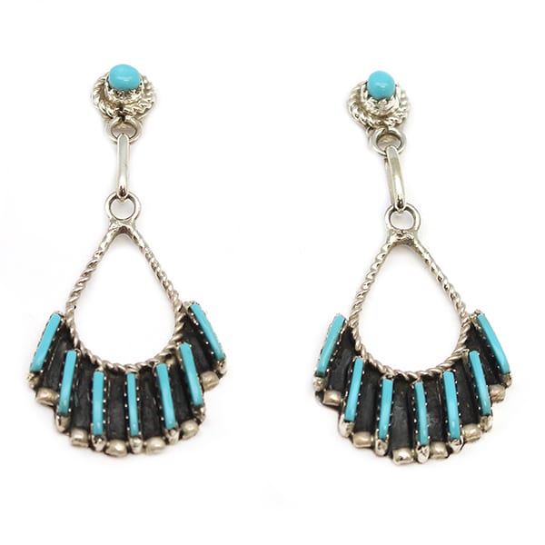 Turquoise Needlepoint Dangle Earrings