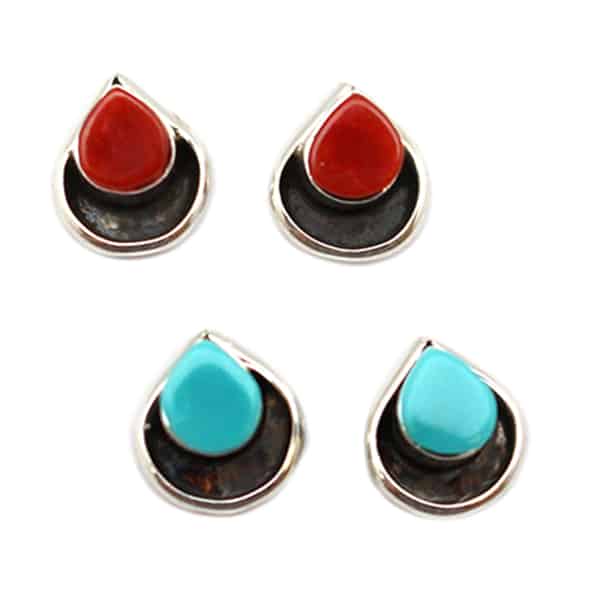 Turquoise or Coral Stud Earrings