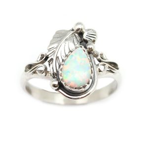 White Opal Teardrop Ladies Ring (click for sizes available)