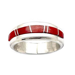 Navajo Coral Inlay Band Ring (click for other colors and sizes available)