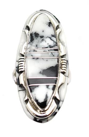 White Buffalo Inlay Ring