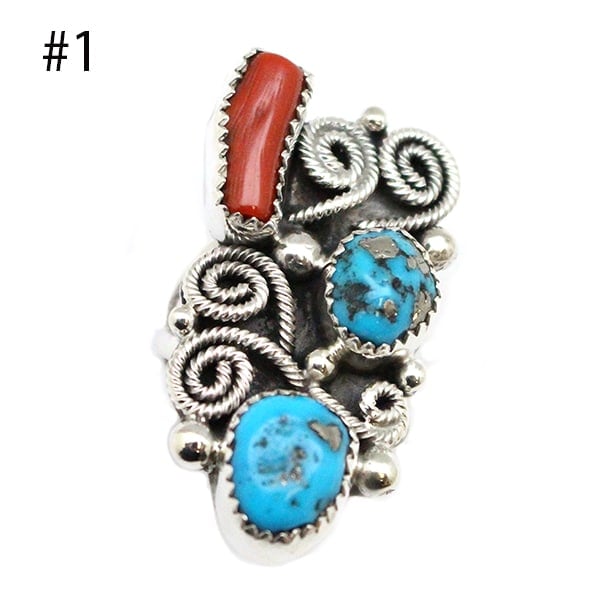 Turquoise & Coral Ladies Ring