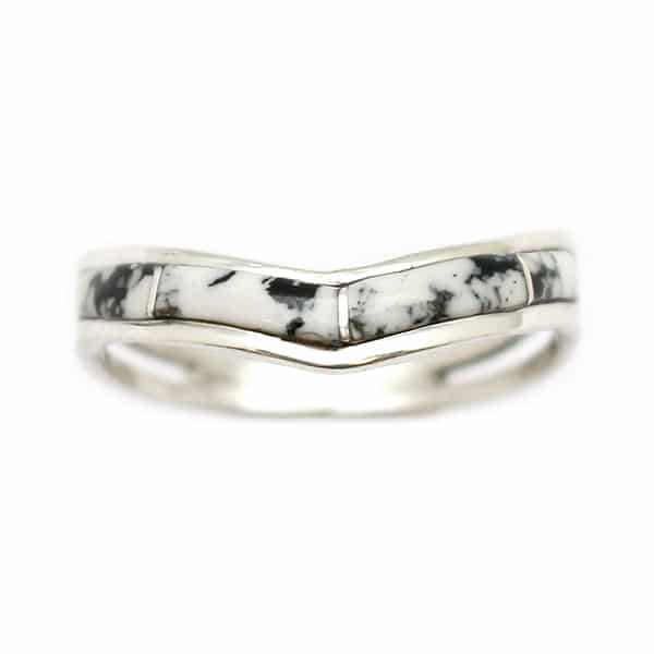White Buffalo Inlay Ladies Ring