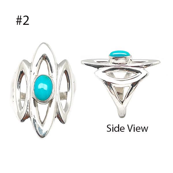 Assorted Design Cast Ladies Rings with Turquoise (click for designs & sizes available)