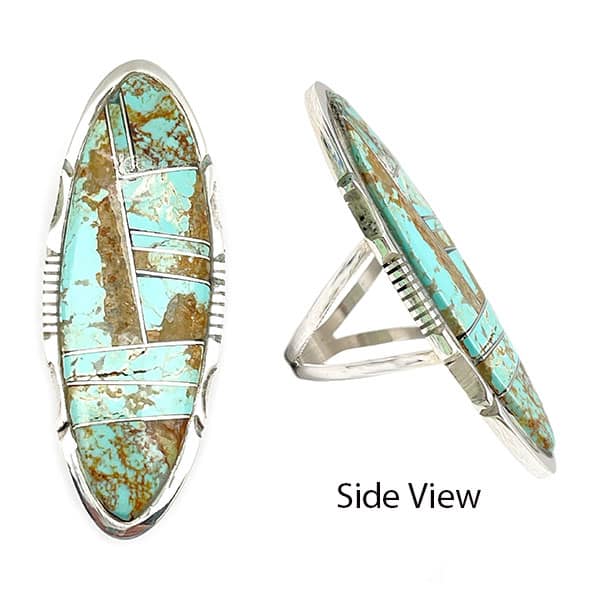 Oval Turquoise Inlay Ladies Ring (click for size available)