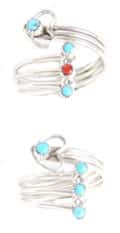 Turquoise or Turquoise & Coral Adjustable Ring