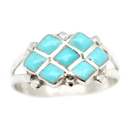 Zuni Inlay Turquoise Ladies Ring (click for sizes available)