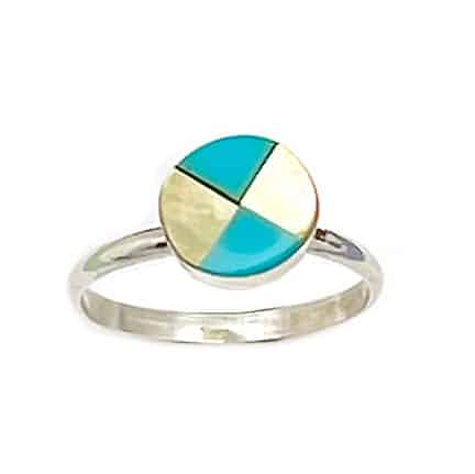 Round Checkered Inlay Women's Ring - Image 3
