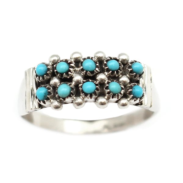 Turquoise 2 Row Ladies Ring